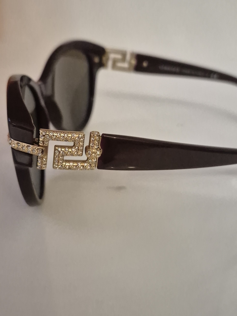 Versace Black Sunglasses with Gold Crystal Greek Key Accent